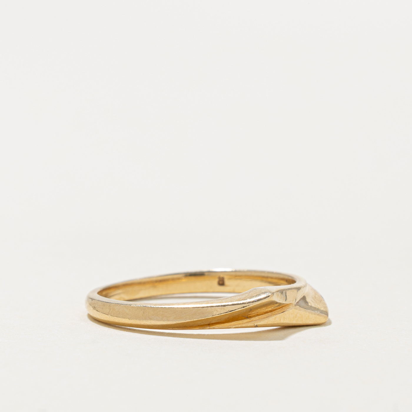 Canadian Yellow Gold Matte Geometric Abstract Band | 3.65mm | SZ 6.75