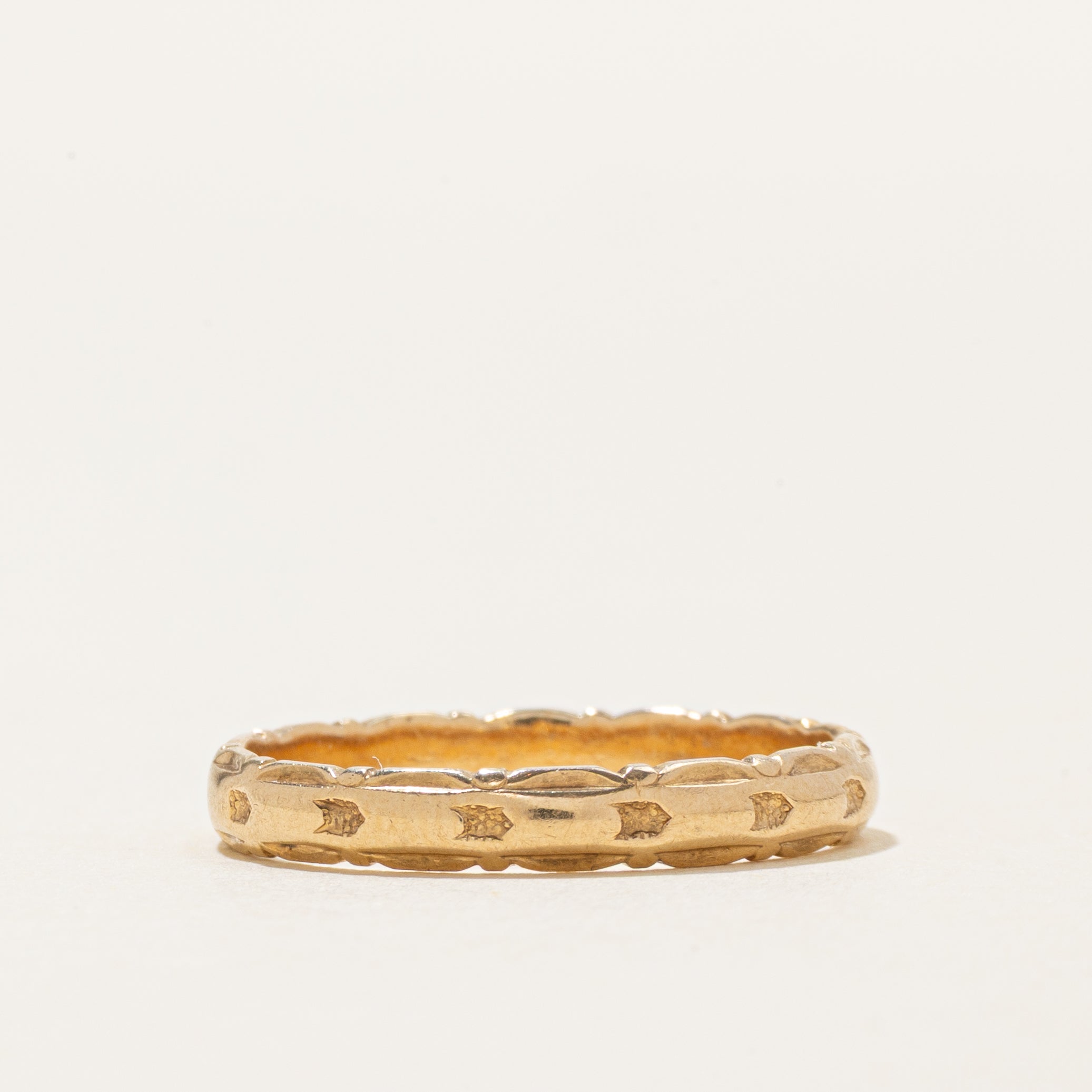 14k Yellow Gold Patterned Band | 3mm | SZ 6.75