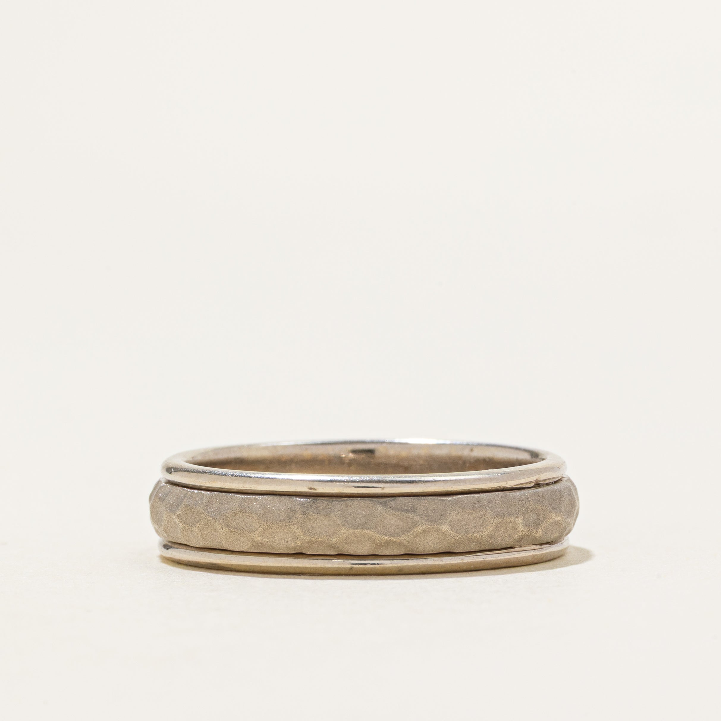 14K White Gold Textured Band | 5.25mm | SZ 9.25