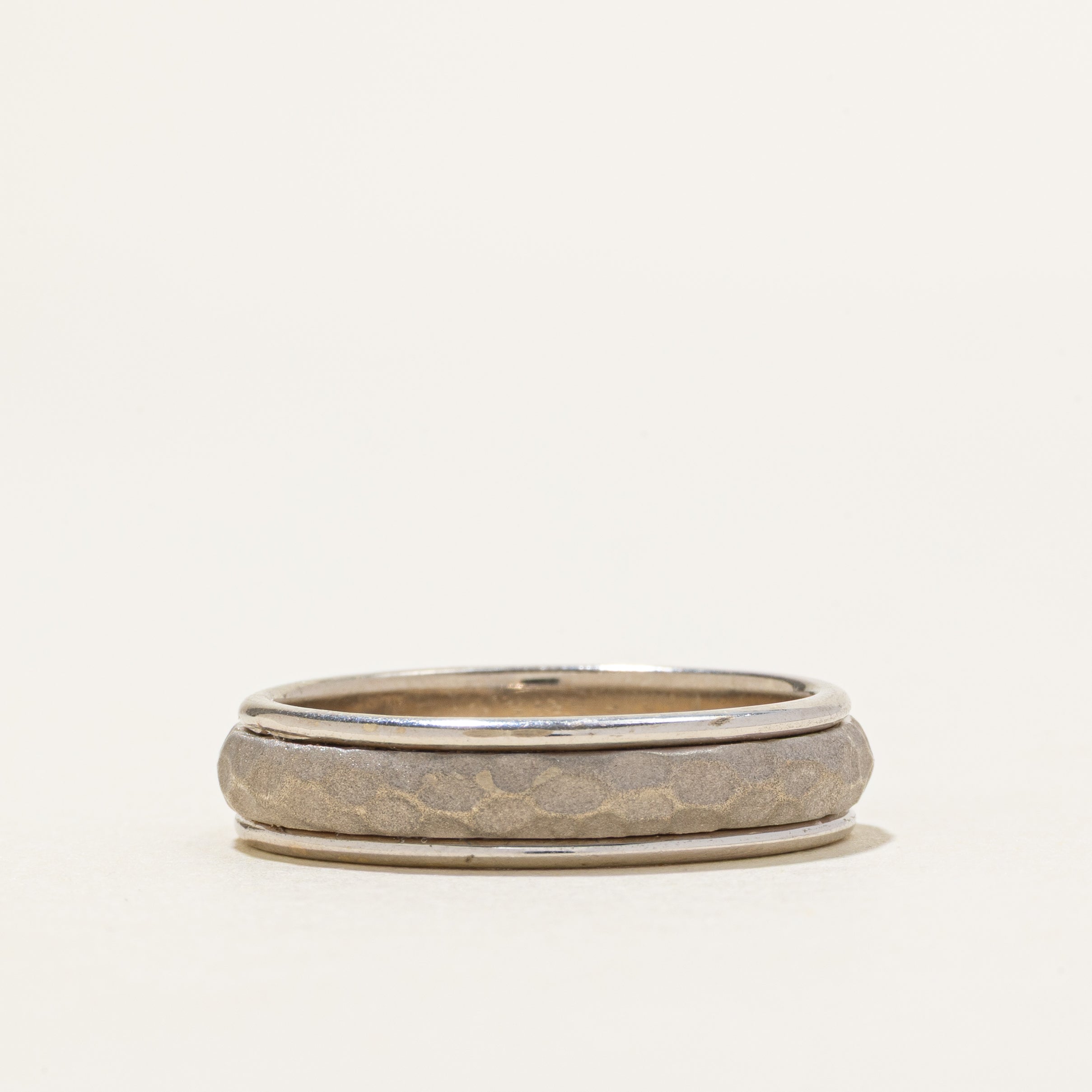 14K White Gold Textured Band | 5.25mm | SZ 9.25