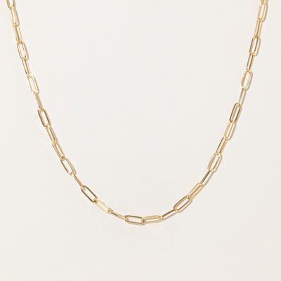 18k Yellow Gold Paperclip Chain | 17.5