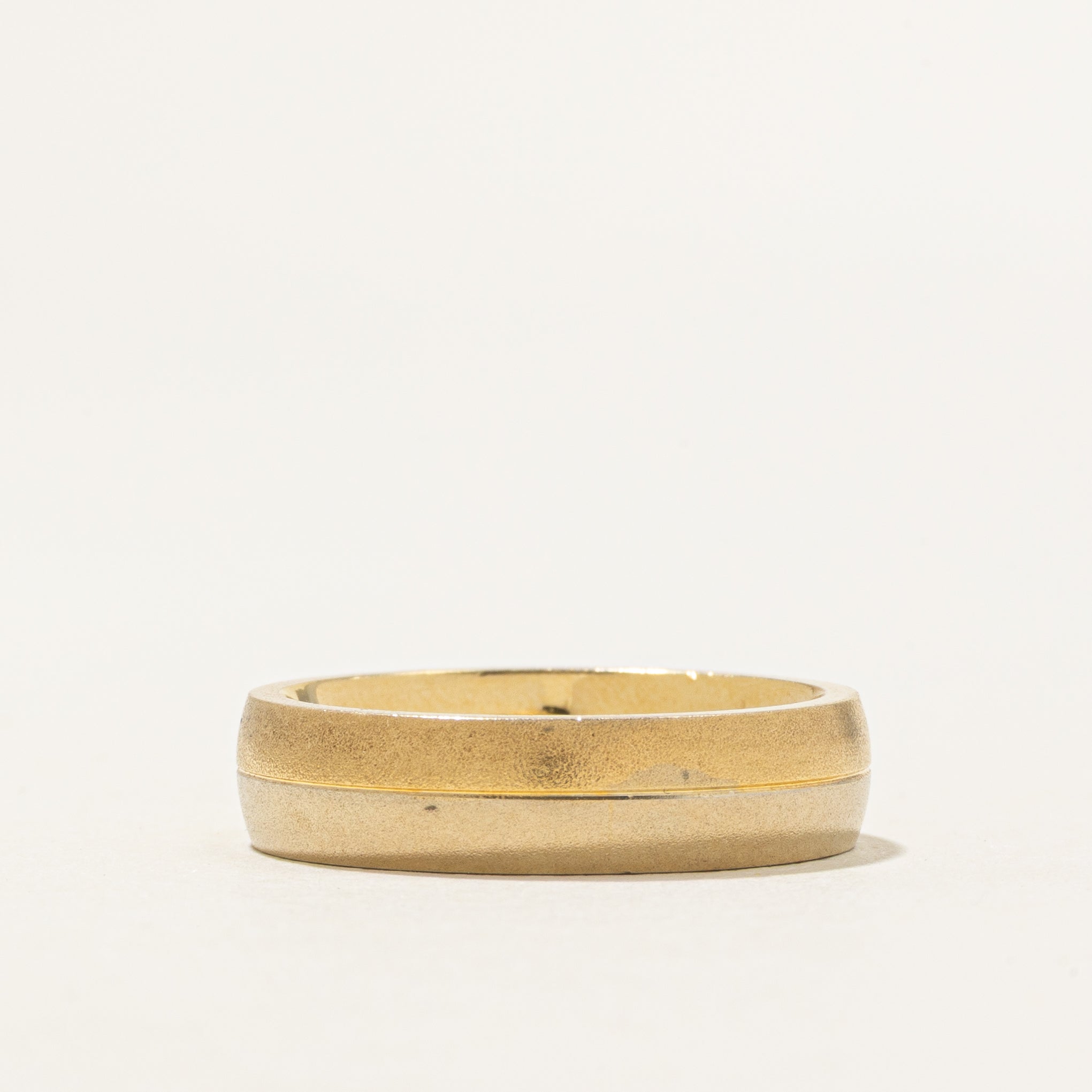 18K Two Tone Gold Matte Band | 5mm | SZ 6.25