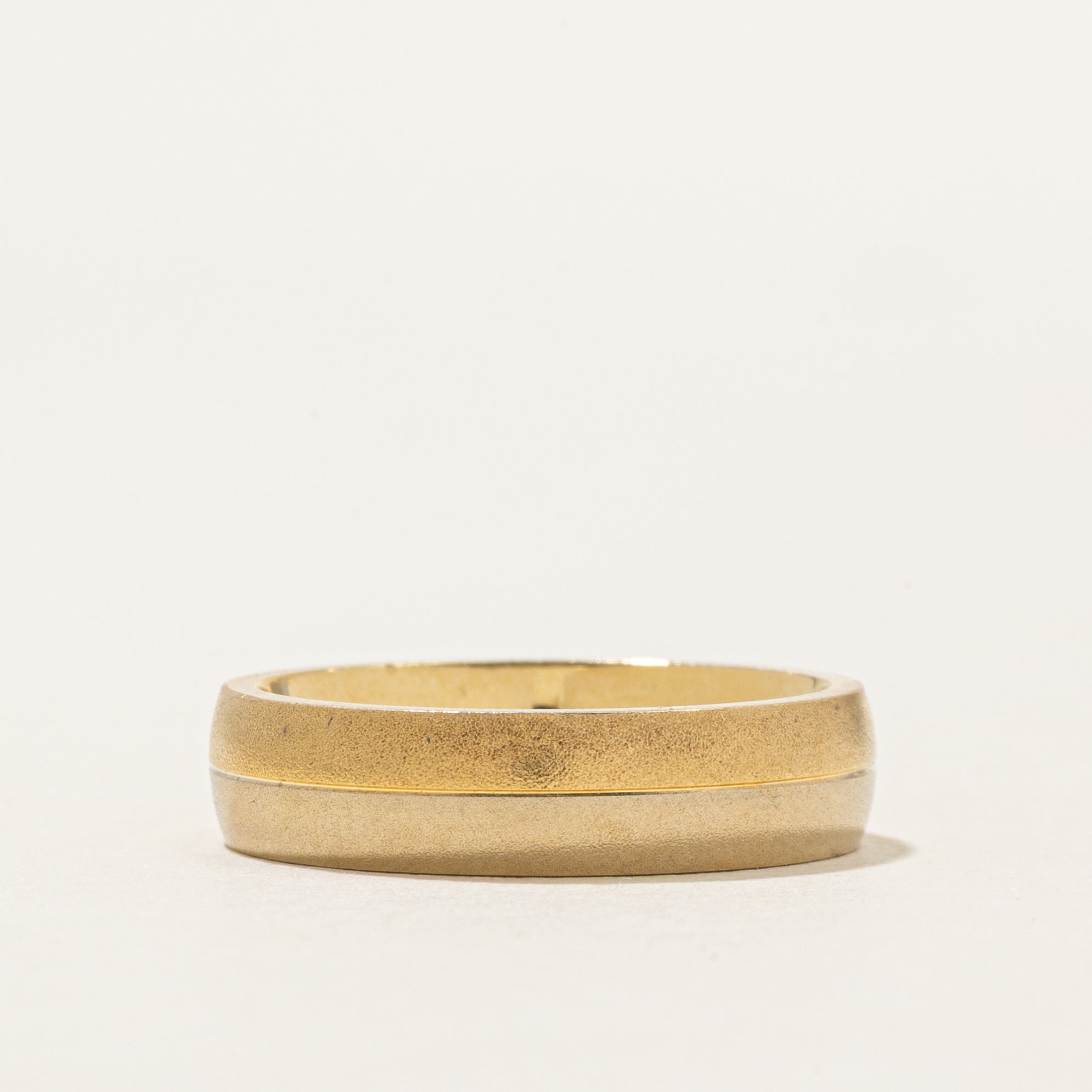 18K Two Tone Gold Matte Band | 5mm | SZ 6.25