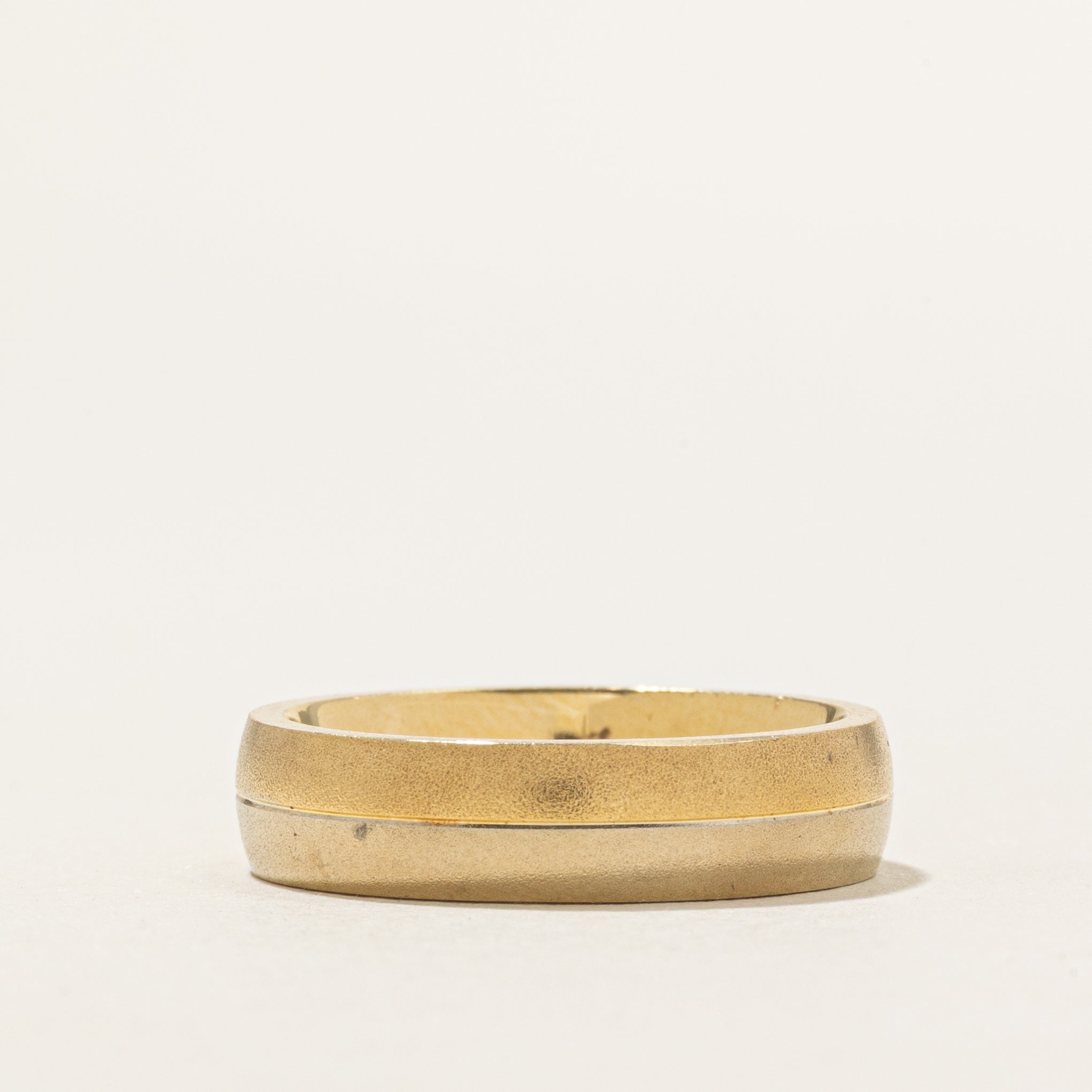 18K Two Tone Gold Matte Band | 5mm | SZ 6.25
