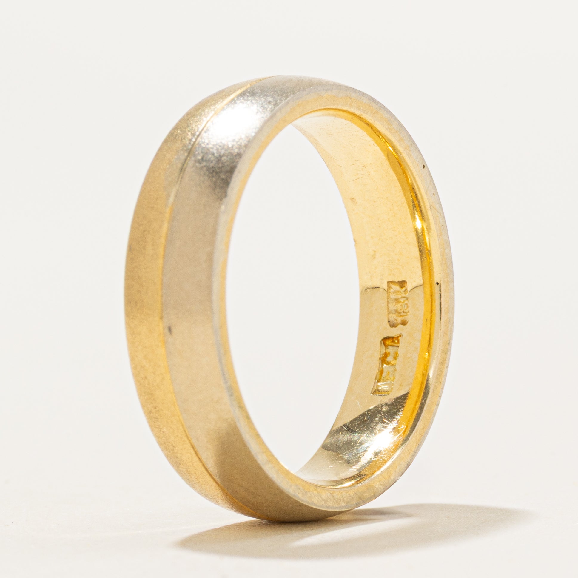 18K Two Tone Gold Matte Band | 5mm | SZ 6.25