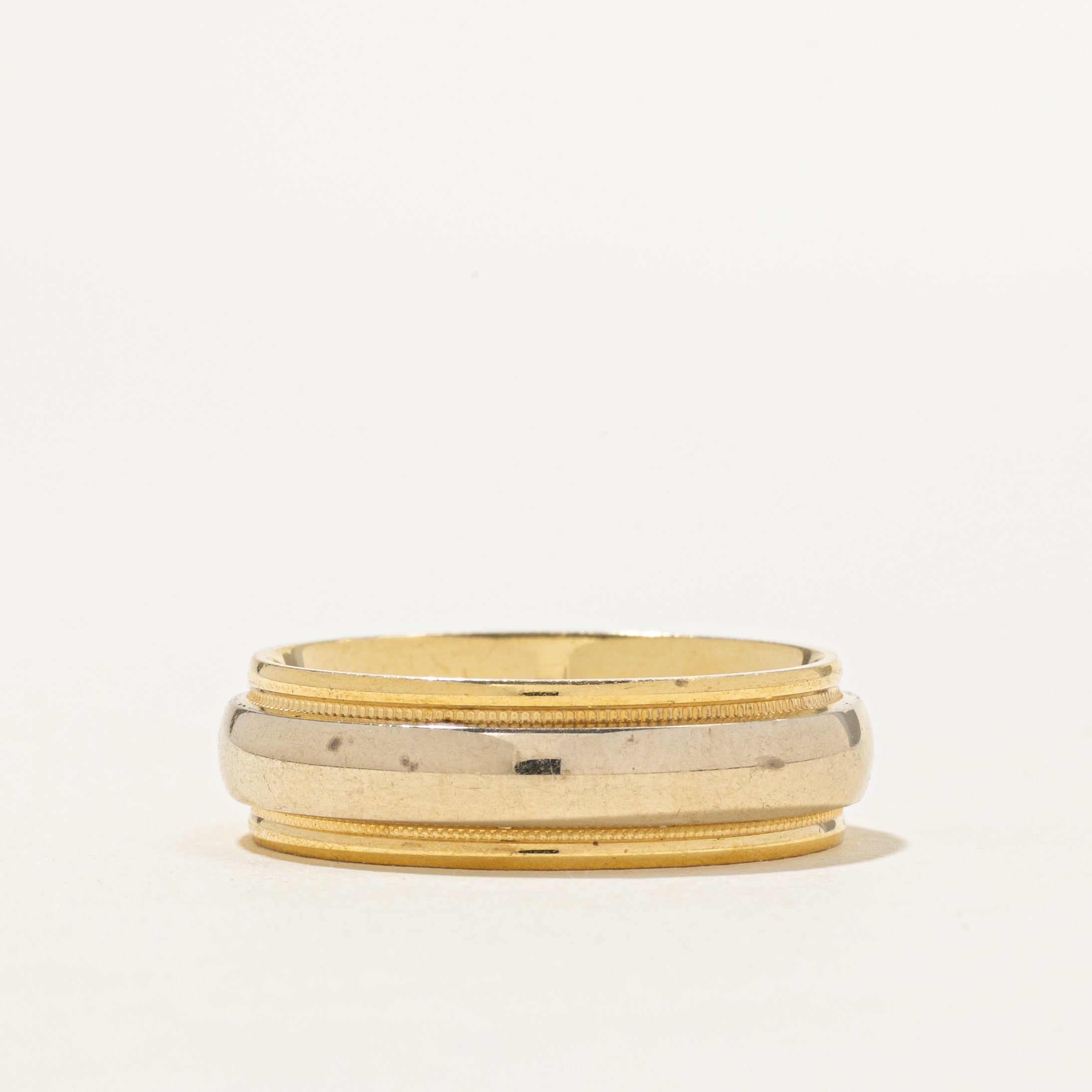 18k Two Tone Gold Grooved Band | 6.25mm | SZ 7
