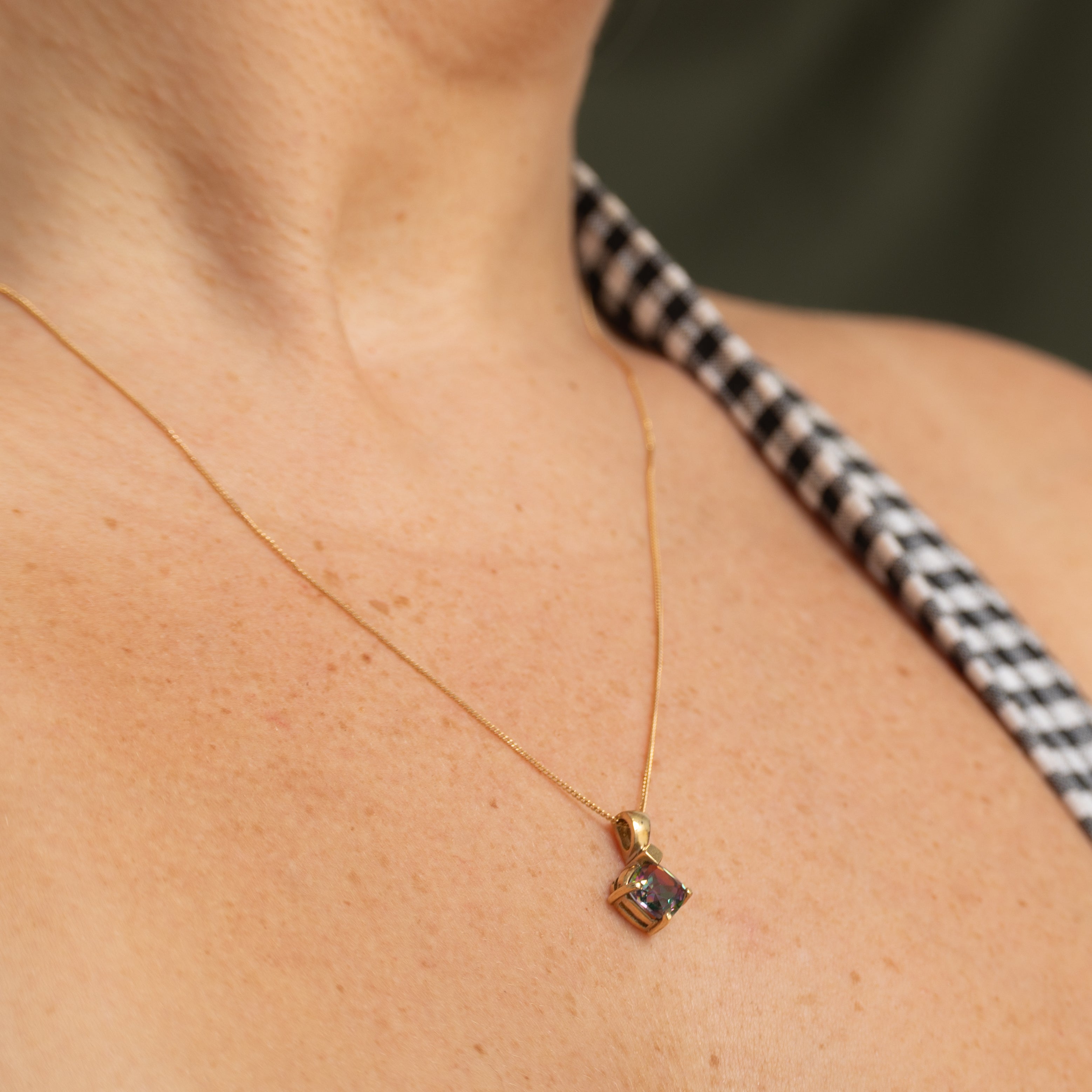 Cushion Cut Mystic Topaz Pendant Necklace | 1.50ct | 18"