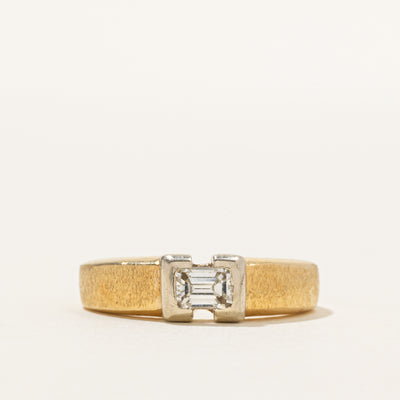 18k East West Semi Bezel Emerald Cut Ring | 0.65ct | SZ 9