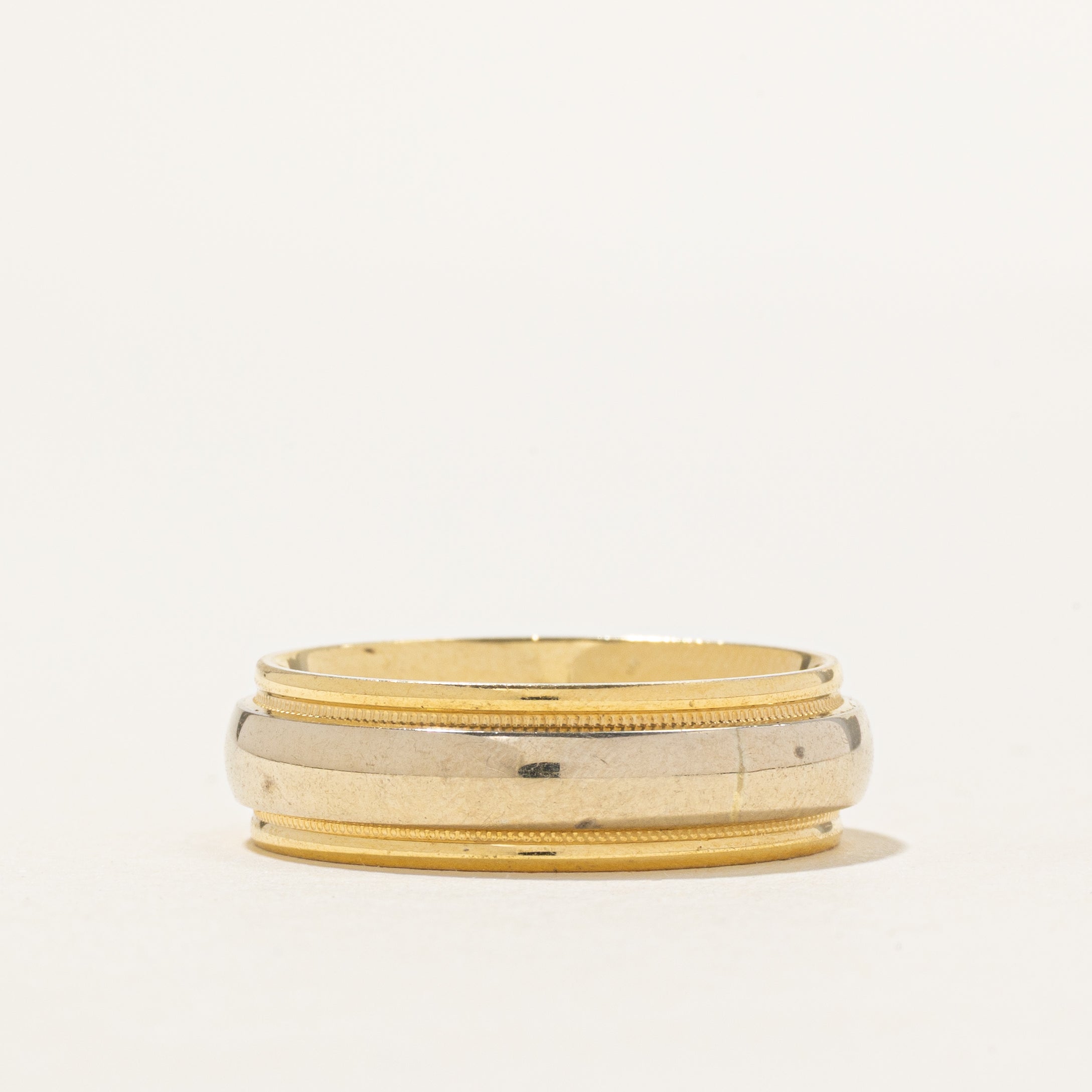 18k Two Tone Gold Grooved Band | 6.25mm | SZ 7