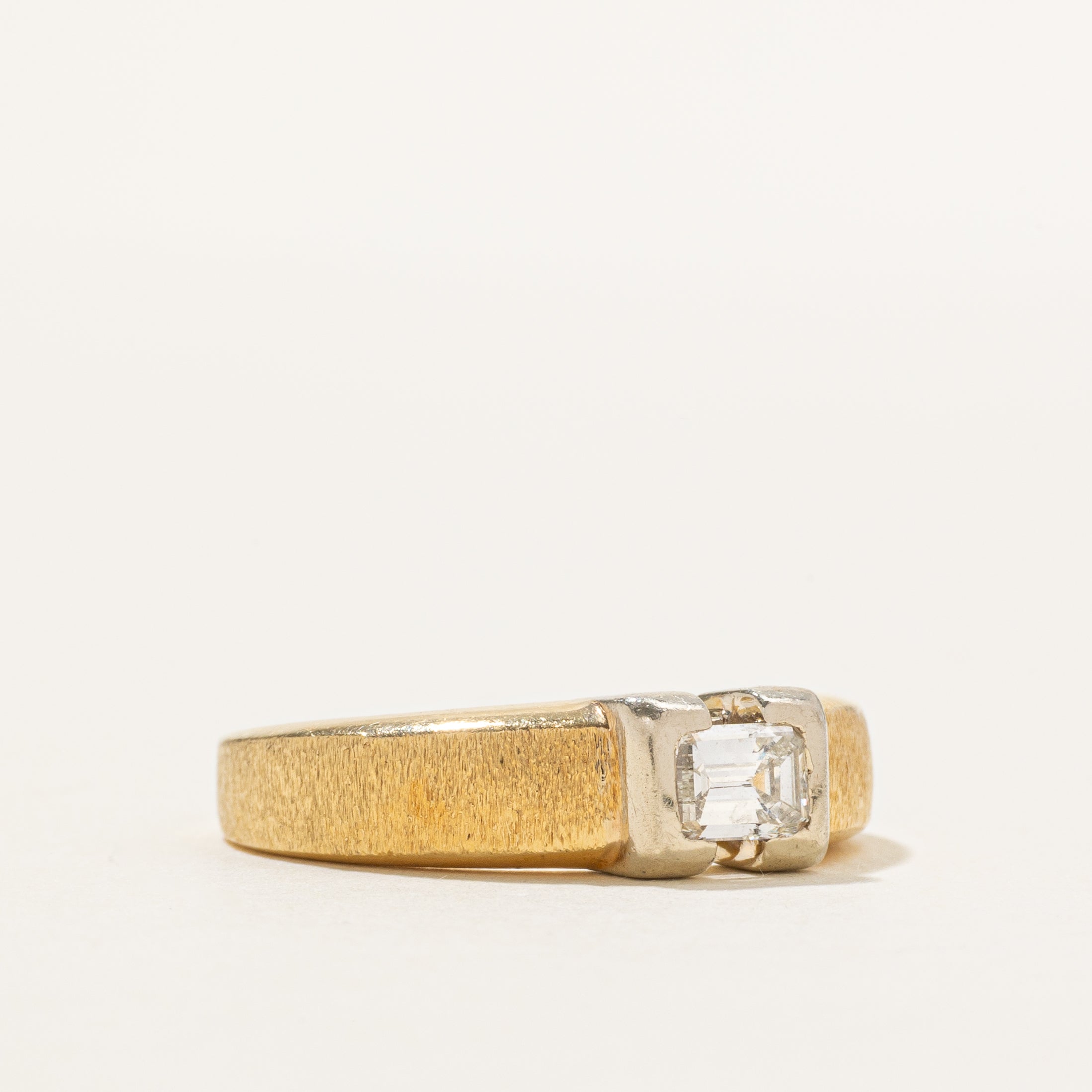 18k East West Semi Bezel Emerald Cut Ring | 0.65ct | SZ 9