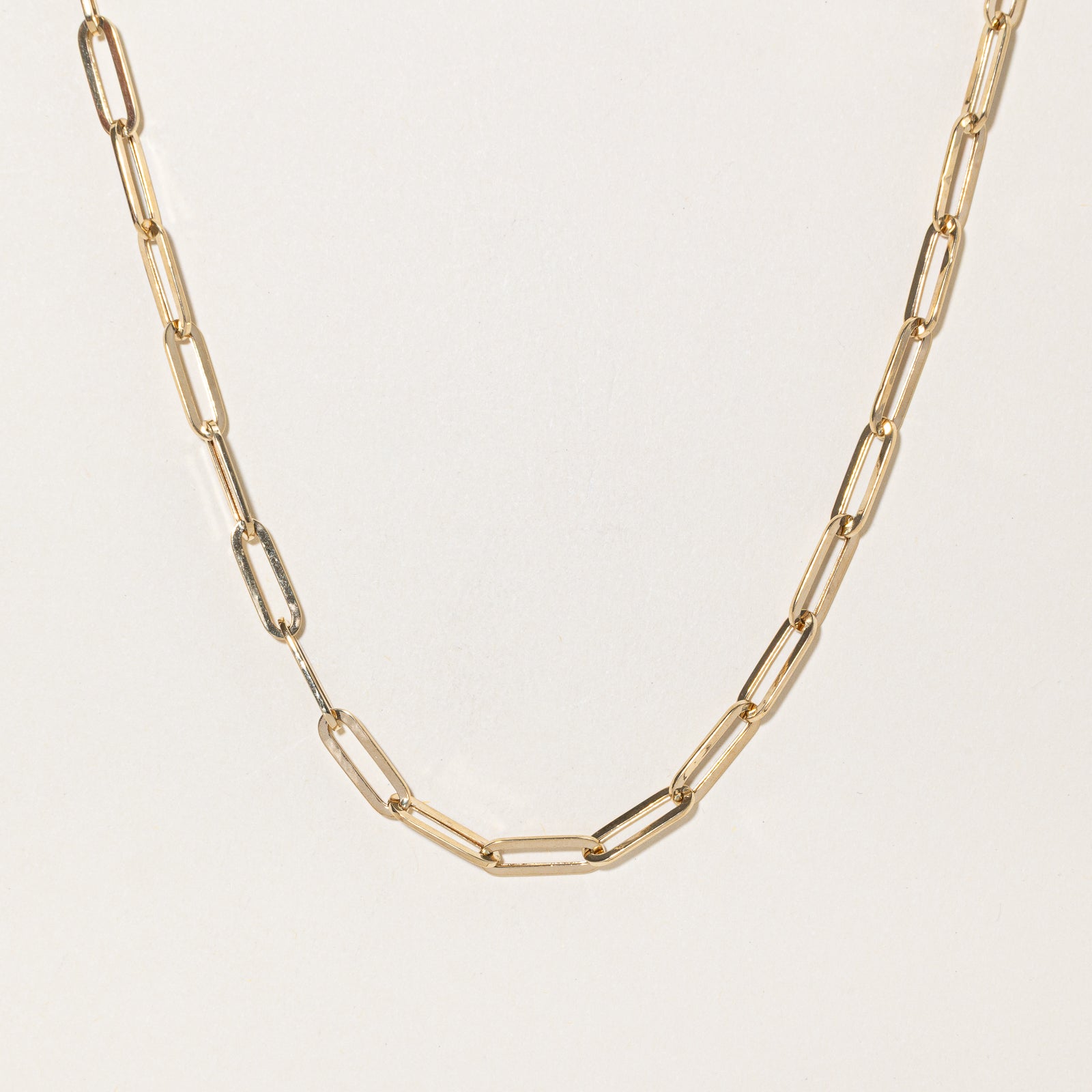 14k Yellow Gold Paperclip Chain | 17.5"