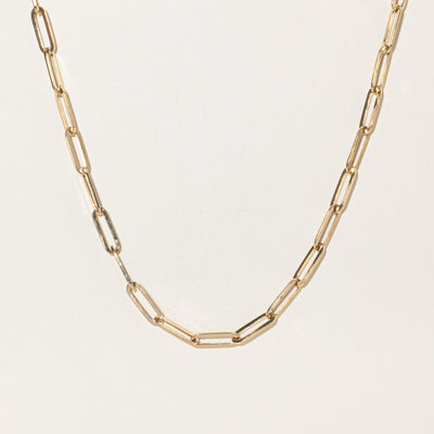 14k Yellow Gold Paperclip Chain | 17.5