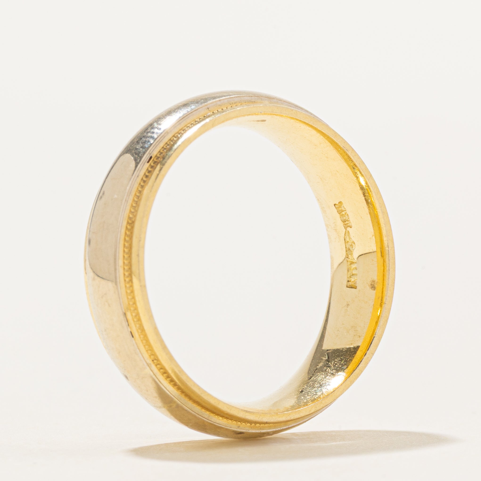 18k Two Tone Gold Grooved Band | 6.25mm | SZ 7