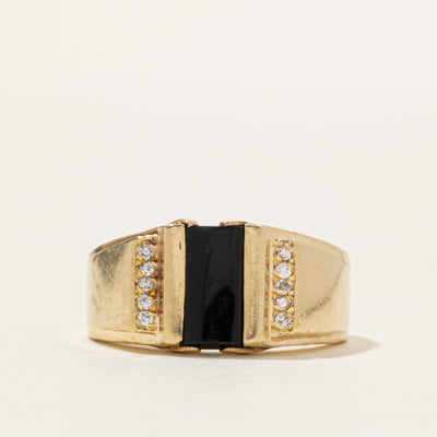 Onyx & Diamond Column Chunky Ring | 1.50ct, 0.10ctw | SZ 8