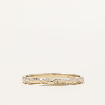Retro Era 18K White Gold Textured Band | 2.3mm | SZ 9.75
