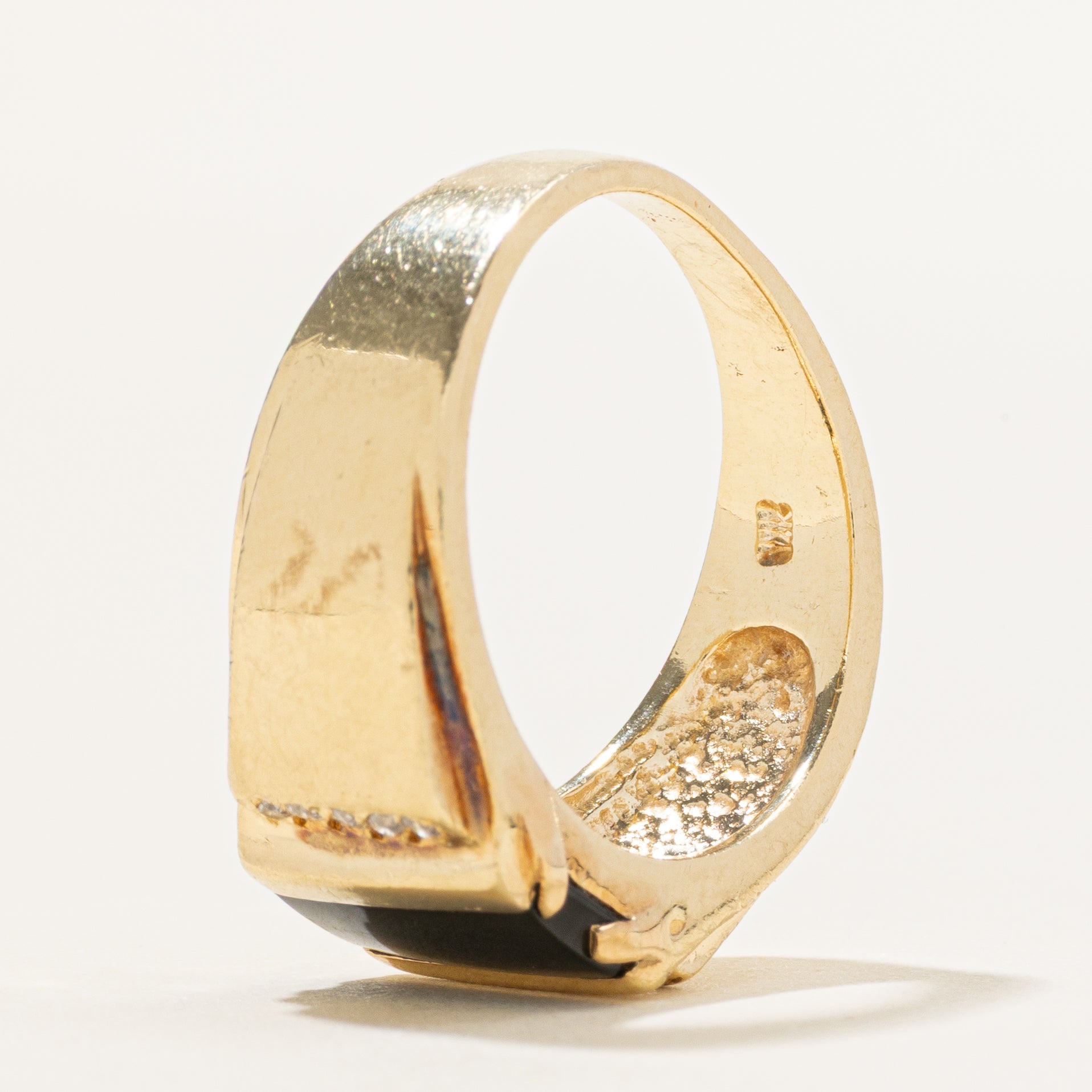 Onyx & Diamond Column Chunky Ring | 1.50ct, 0.10ctw | SZ 8