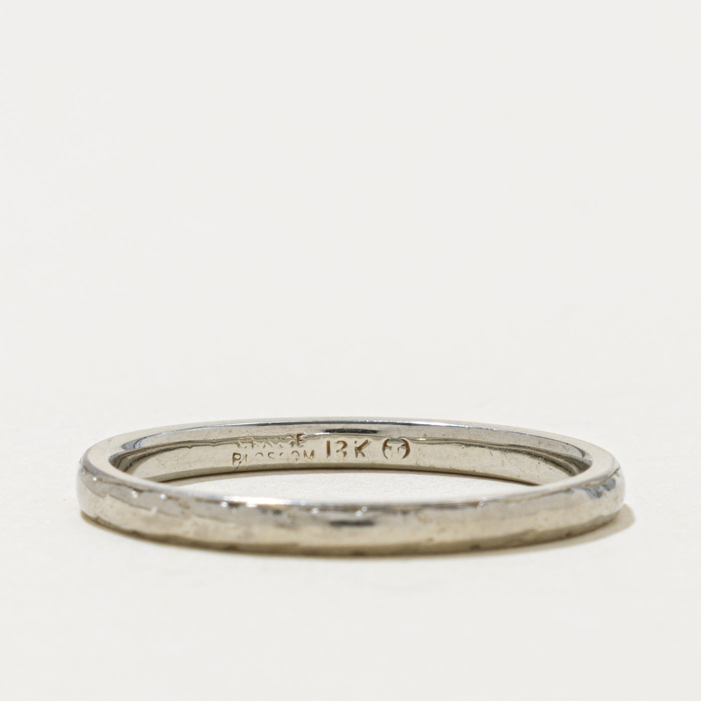 'Orange Blossom' White Gold Hammered Band | 2.05mm | SZ 8