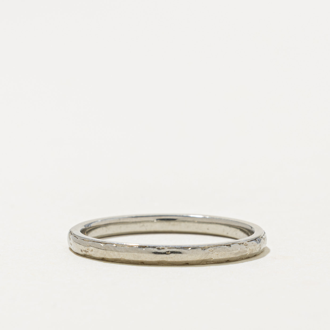 'Orange Blossom' White Gold Hammered Band | 2.05mm | SZ 8