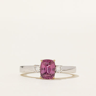 18k Cushion Cut Pink Sapphire & Diamond Ring | 1.55ct, 0.16ctw | SZ 7