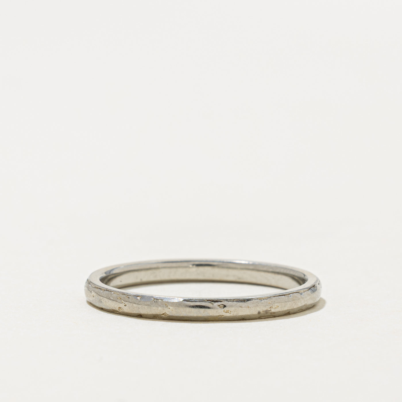 'Orange Blossom' White Gold Hammered Band | 2.05mm | SZ 8