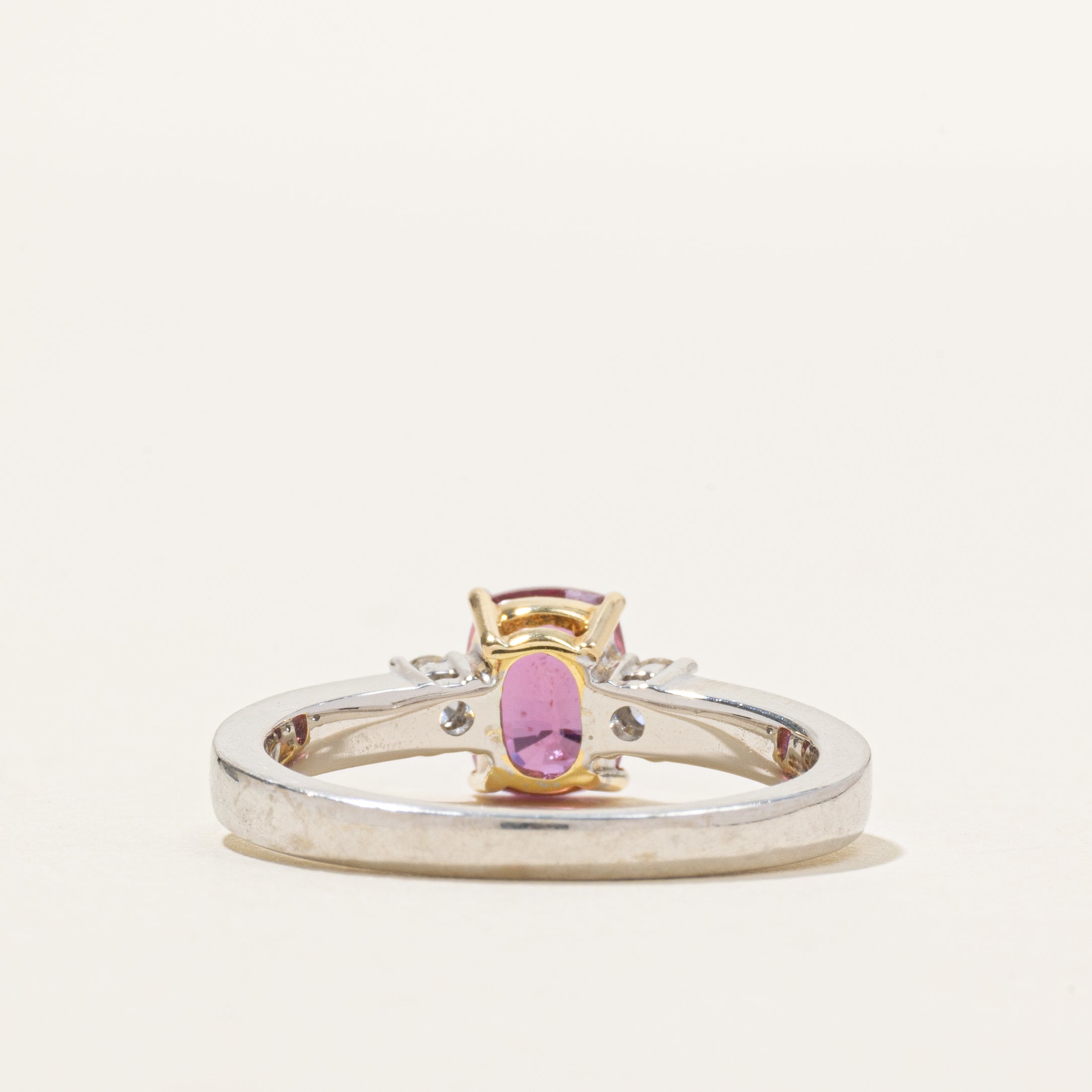 18k Cushion Cut Pink Sapphire & Diamond Ring | 1.55ct, 0.16ctw | SZ 7