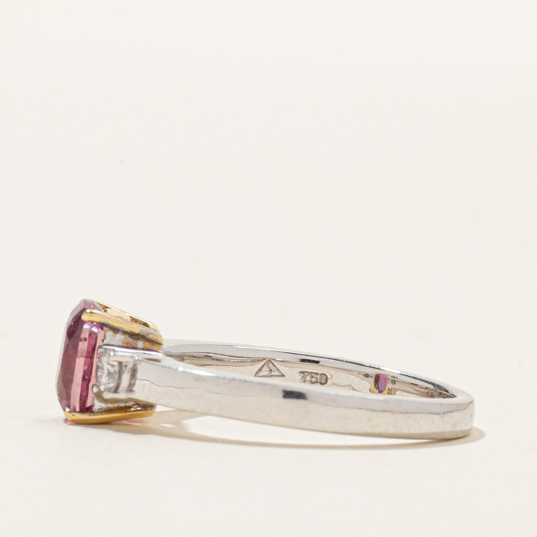 18k Cushion Cut Pink Sapphire & Diamond Ring | 1.55ct, 0.16ctw | SZ 7