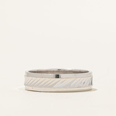 18K White Gold Textured Band | 5.5mm | SZ 8