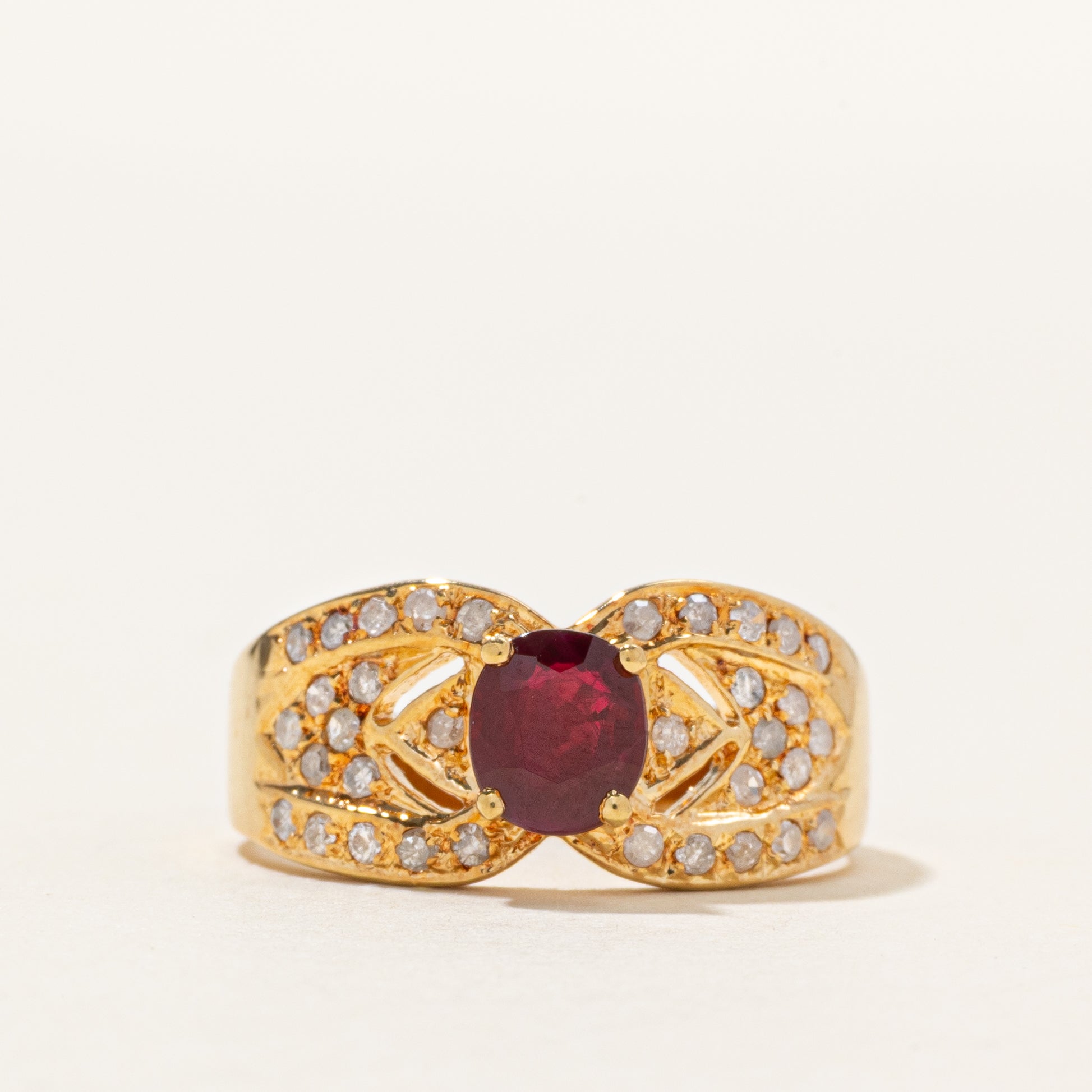 18k Ruby & Diamond Accent Ring | 0.75ct, 0.25ctw | SZ 6.5