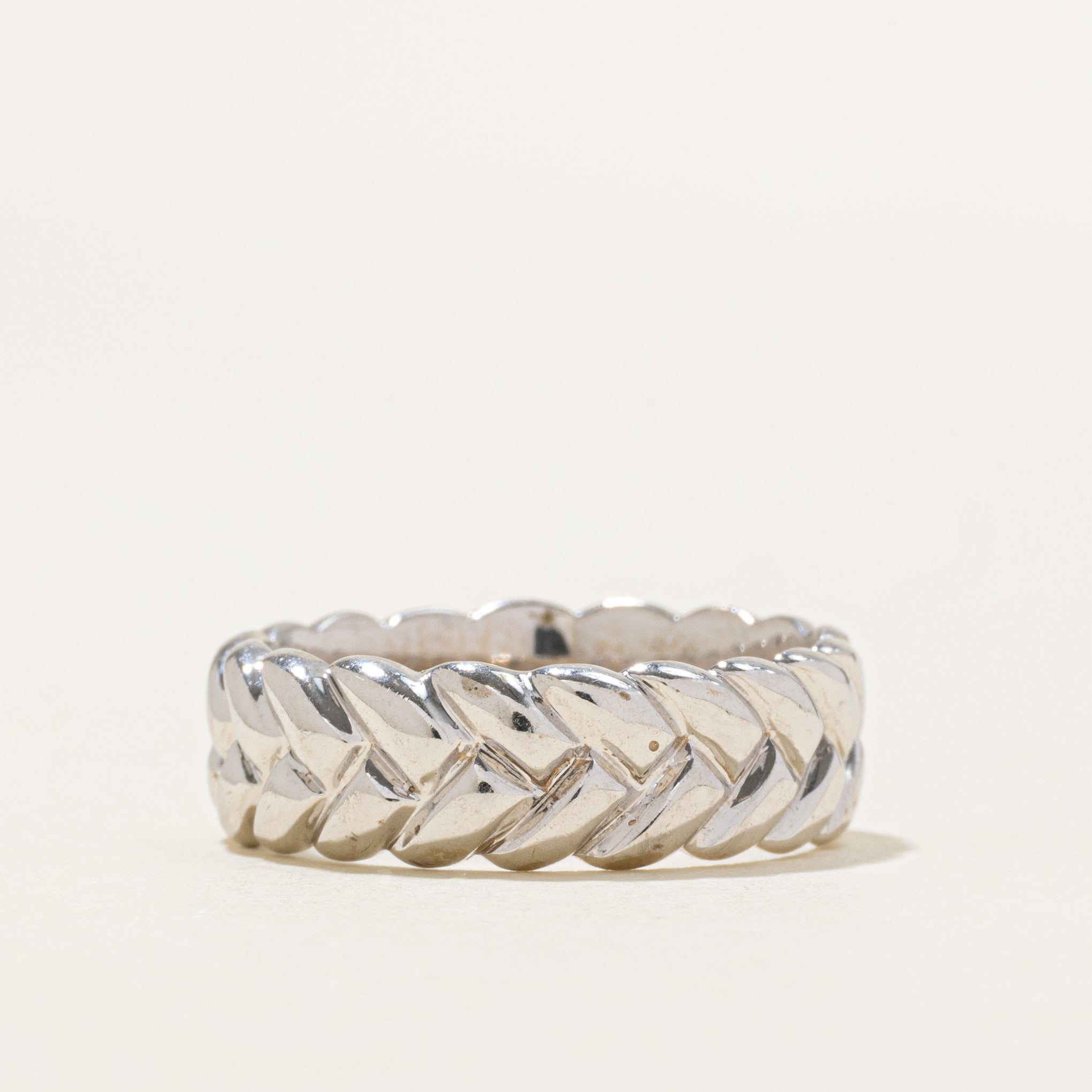 18K White Gold Braided Band | 6.5mm | SZ 6.25