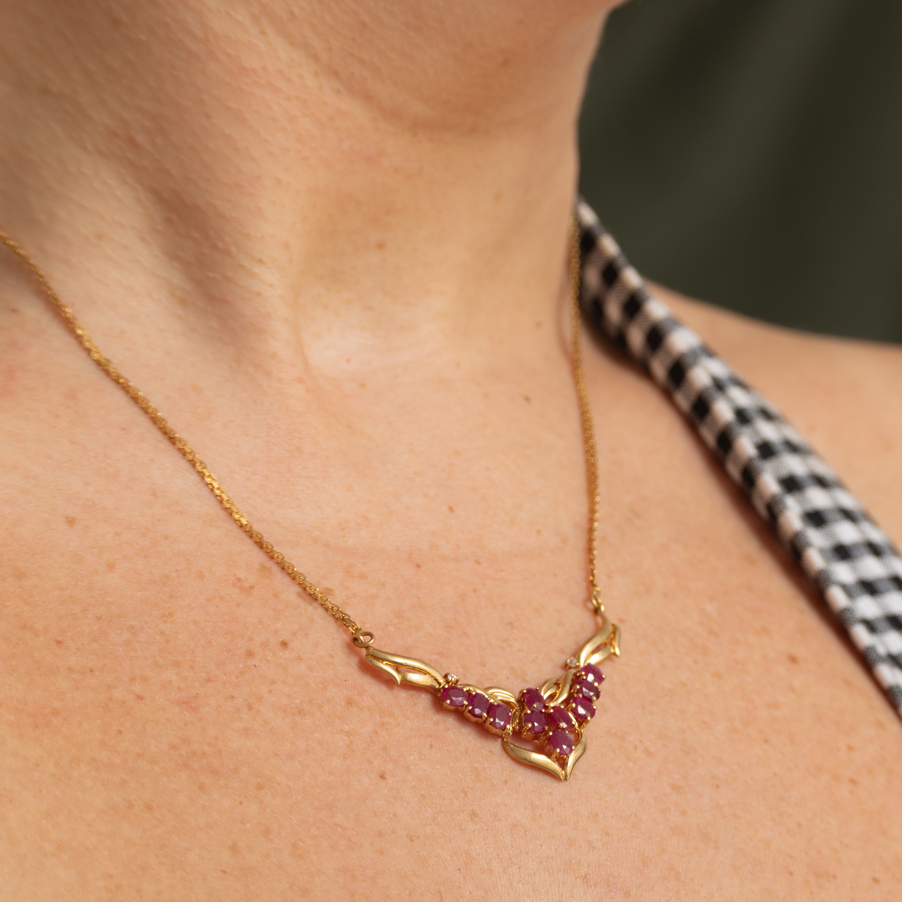 18k Ruby & Zircon Pendant Necklace | 2.00ctw, 0.02ctw | 16"