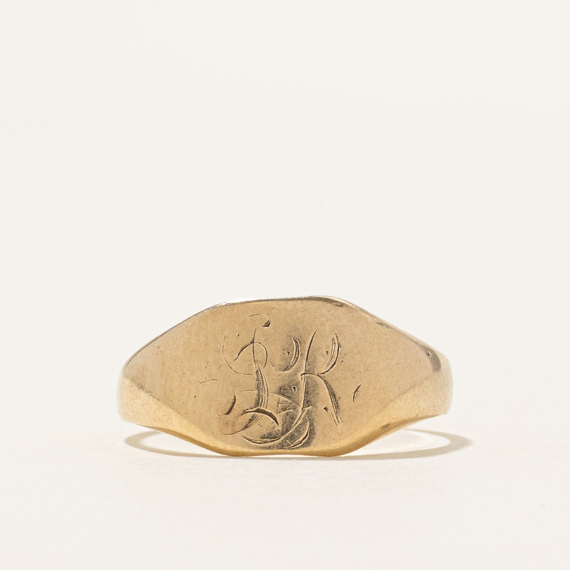 10K Yellow Gold "JR" Initial Signet Ring | SZ 7