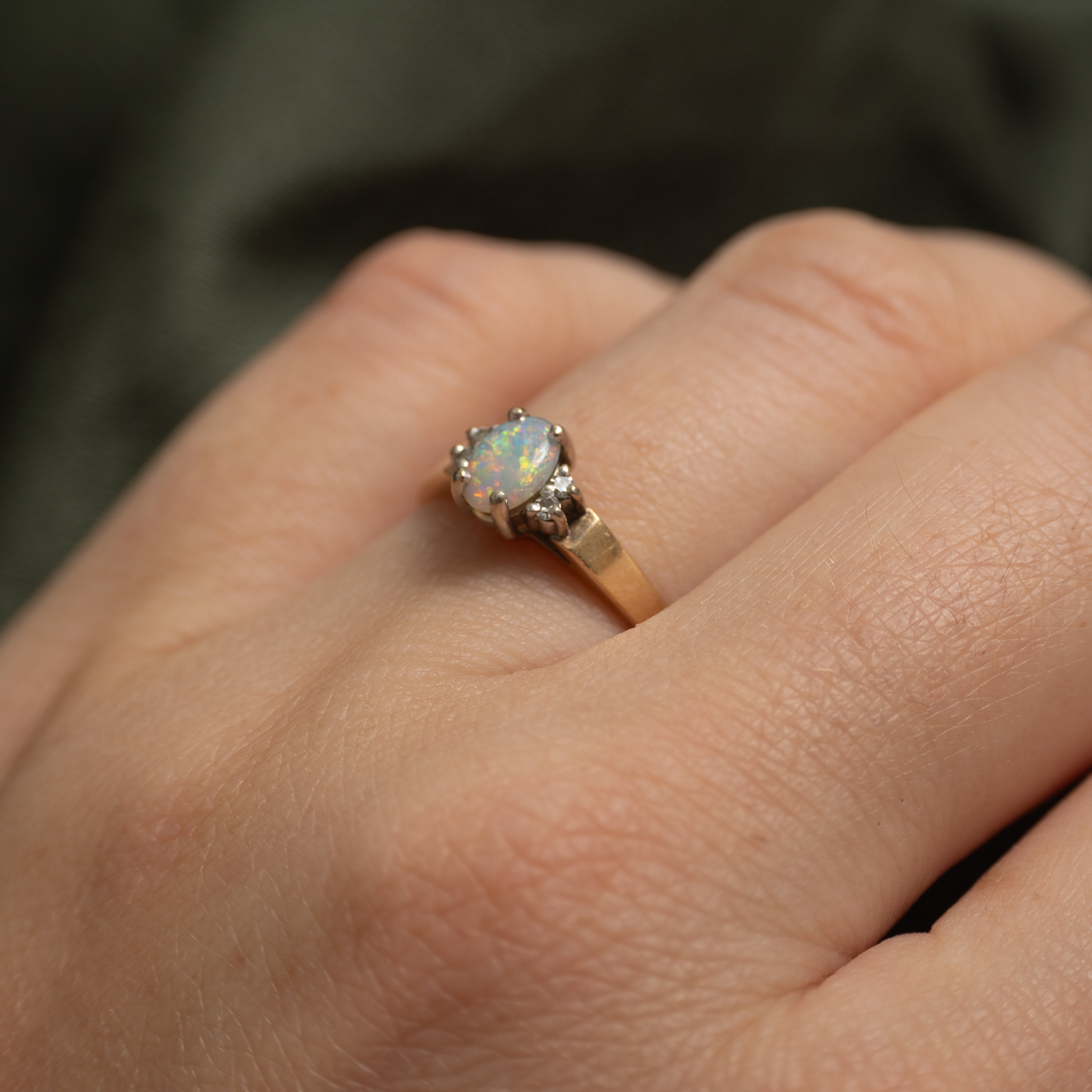 Cabochon Opal & Diamond Ring | 0.18ct, 0.08ctw | SZ 6