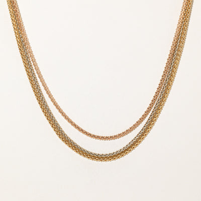 Italian 18k Tri Tone Gold Layered Popcorn Chain | 17