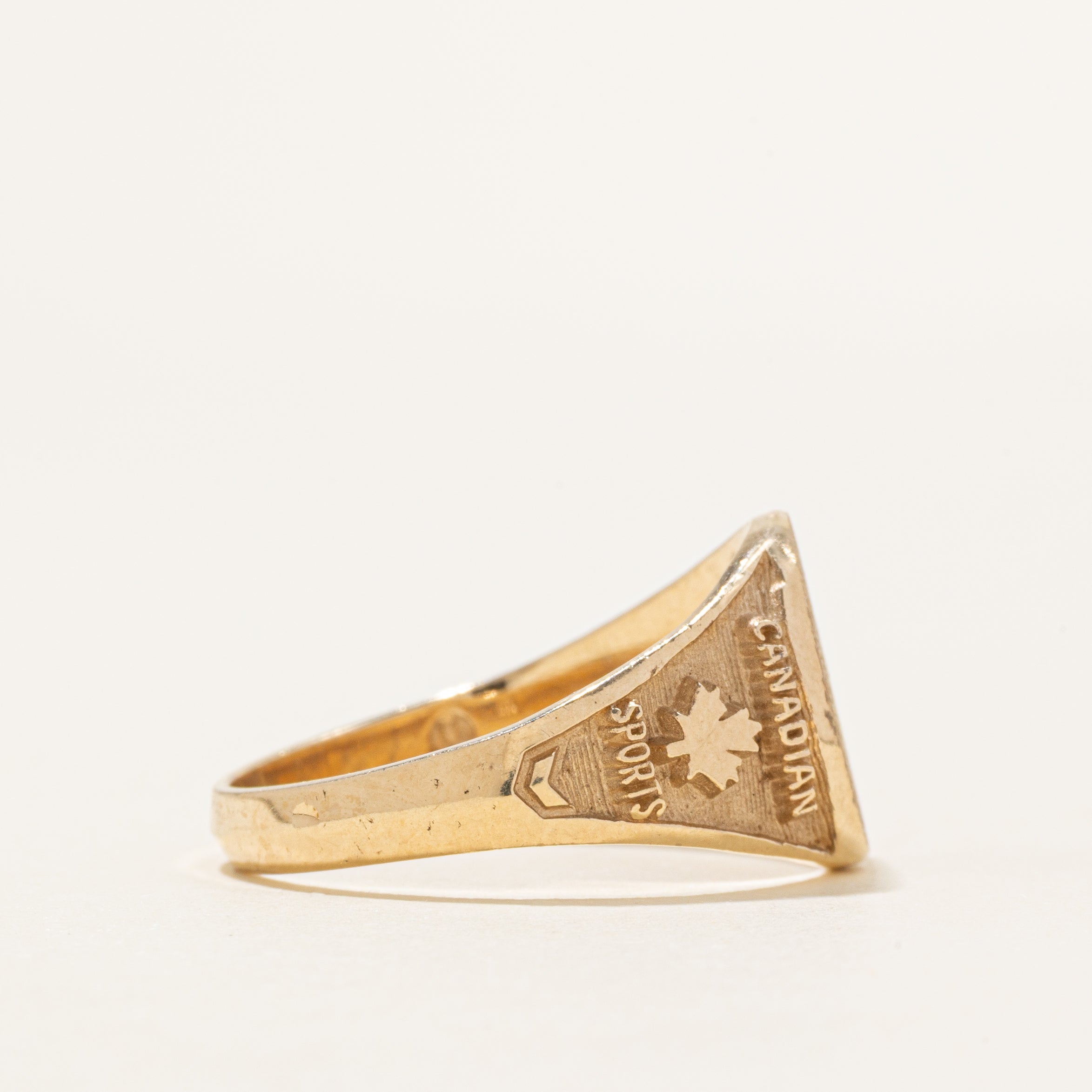 10K "Canadian Sports" Soccer Signet Ring | SZ 10