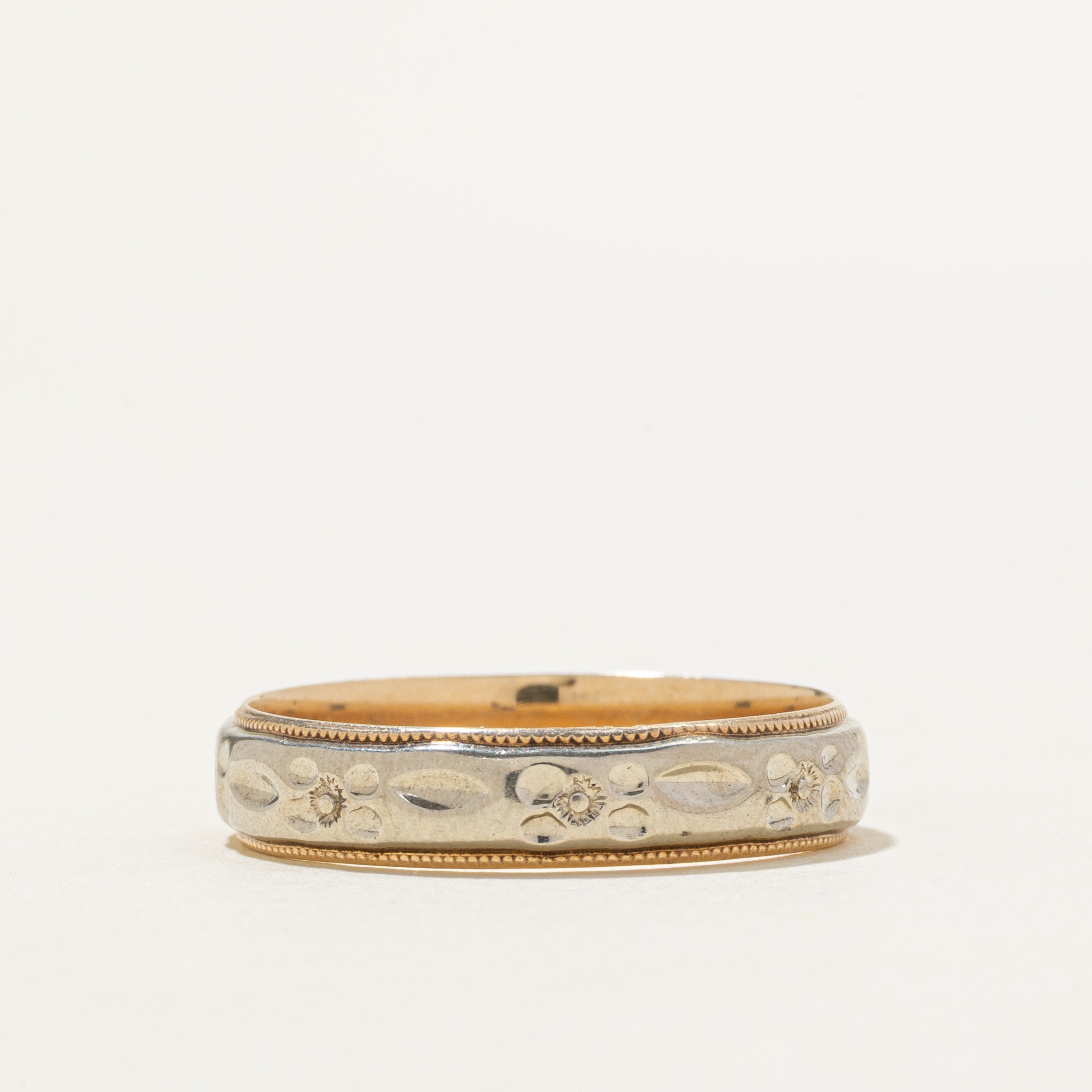 10K Vintage Patterned Gold Band | 4.75mm | SZ 10.25
