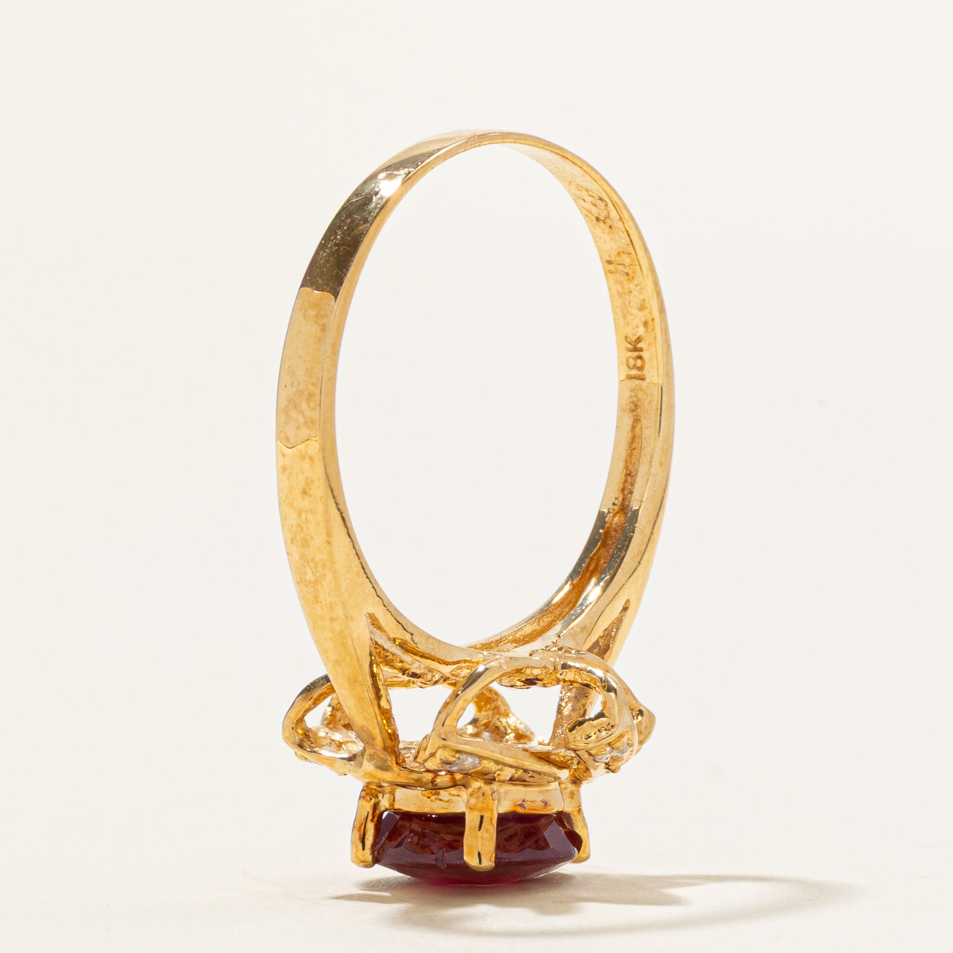 18k Ruby & Diamond Floral Ring | 1.15ct, 0.07ctw | SZ 6