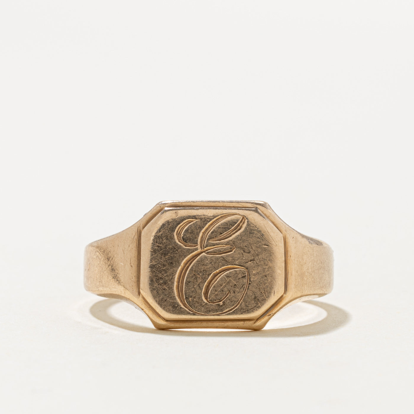 10k Yellow Gold "E" Initial Signet Ring | SZ 9.75