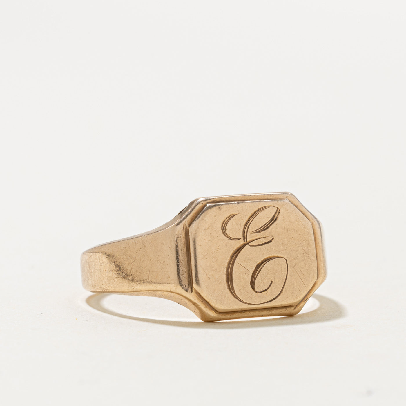 10k Yellow Gold "E" Initial Signet Ring | SZ 9.75