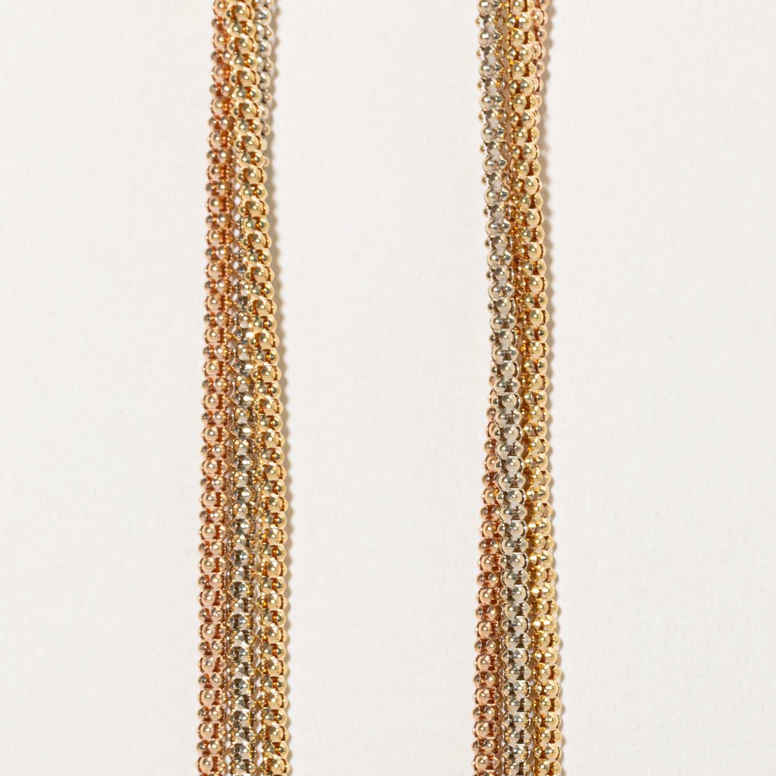 Italian 18k Tri Tone Gold Layered Popcorn Chain | 17"