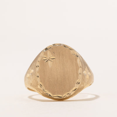 10K Yellow Gold Signet Ring with Star Motif | SZ 10