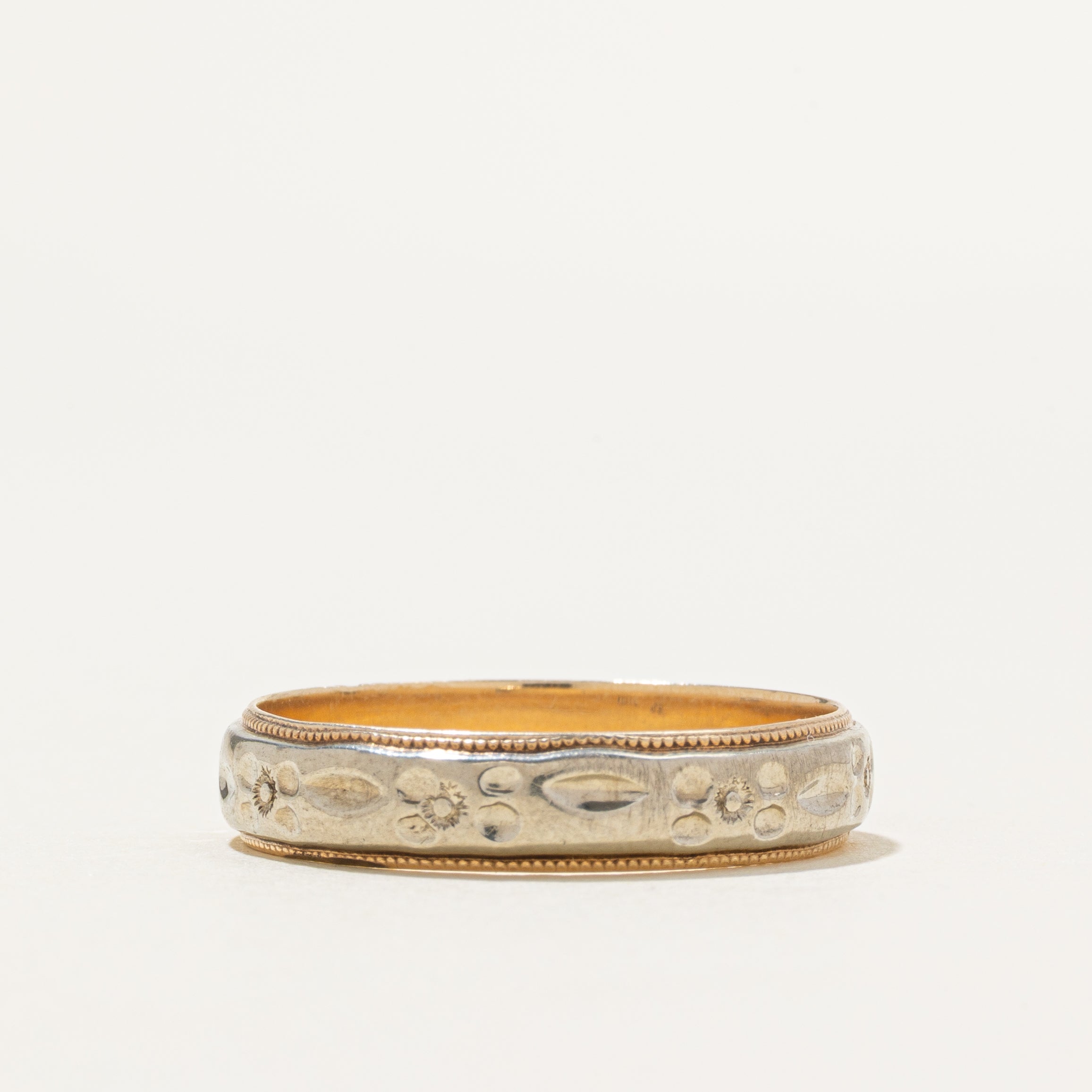 10K Vintage Patterned Gold Band | 4.75mm | SZ 10.25