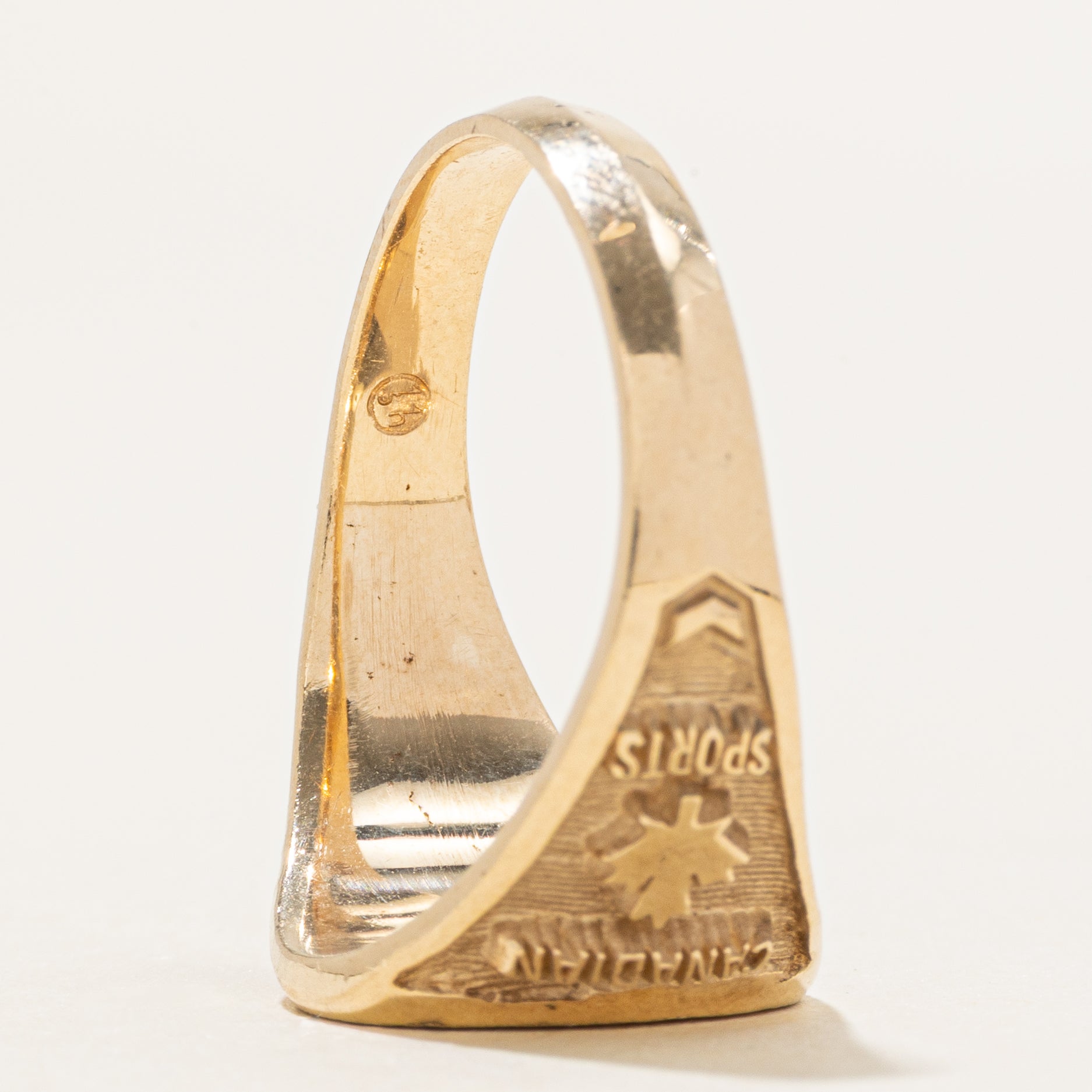 10k "Canada Sports" Curling Gold Signet Ring | 13mm | SZ 10