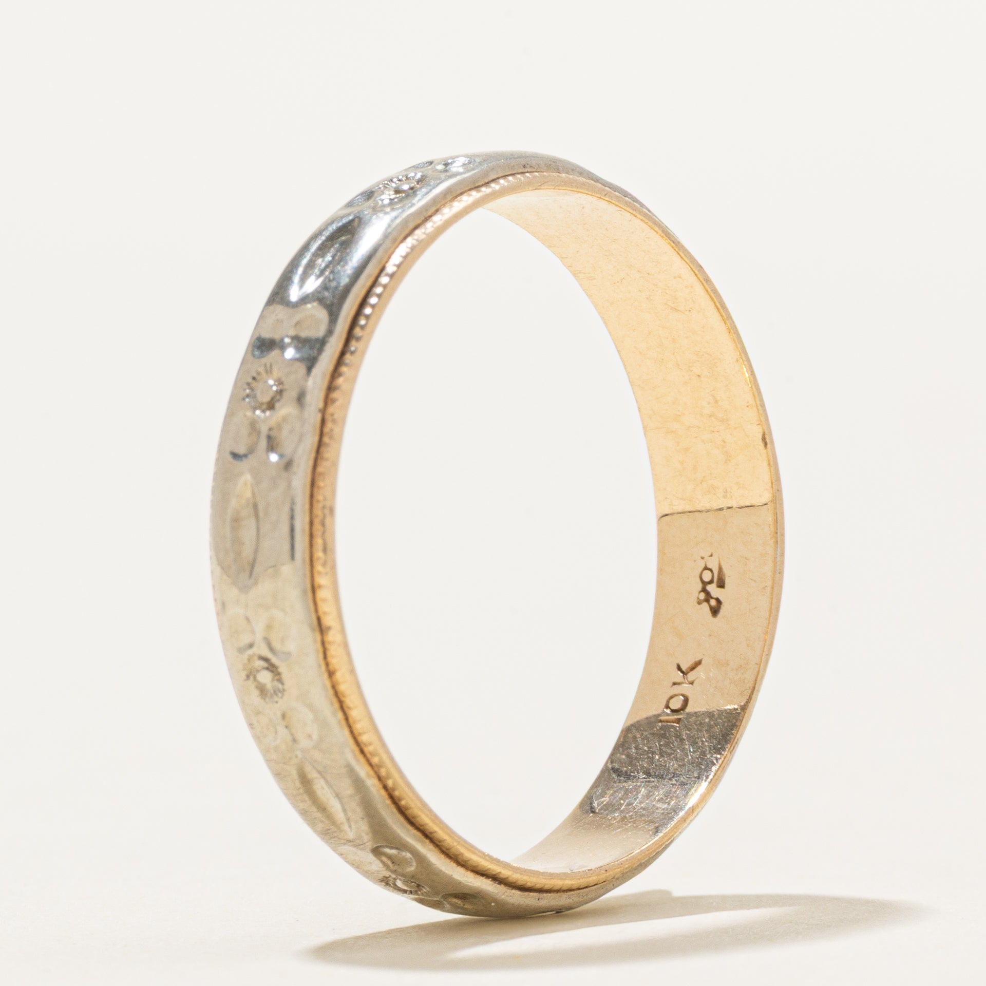 10K Vintage Patterned Gold Band | 4.75mm | SZ 10.25