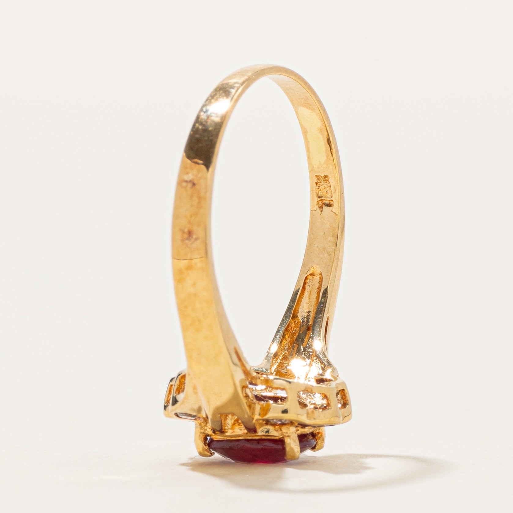18k Ruby & Diamond Halo Ring | 1.00ct, 0.08ctw | SZ 6.75