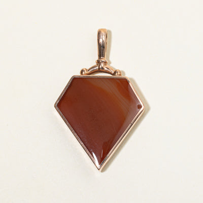 Vintage Rose Gold Agate & Onyx Shield Pendant | 20.00ct