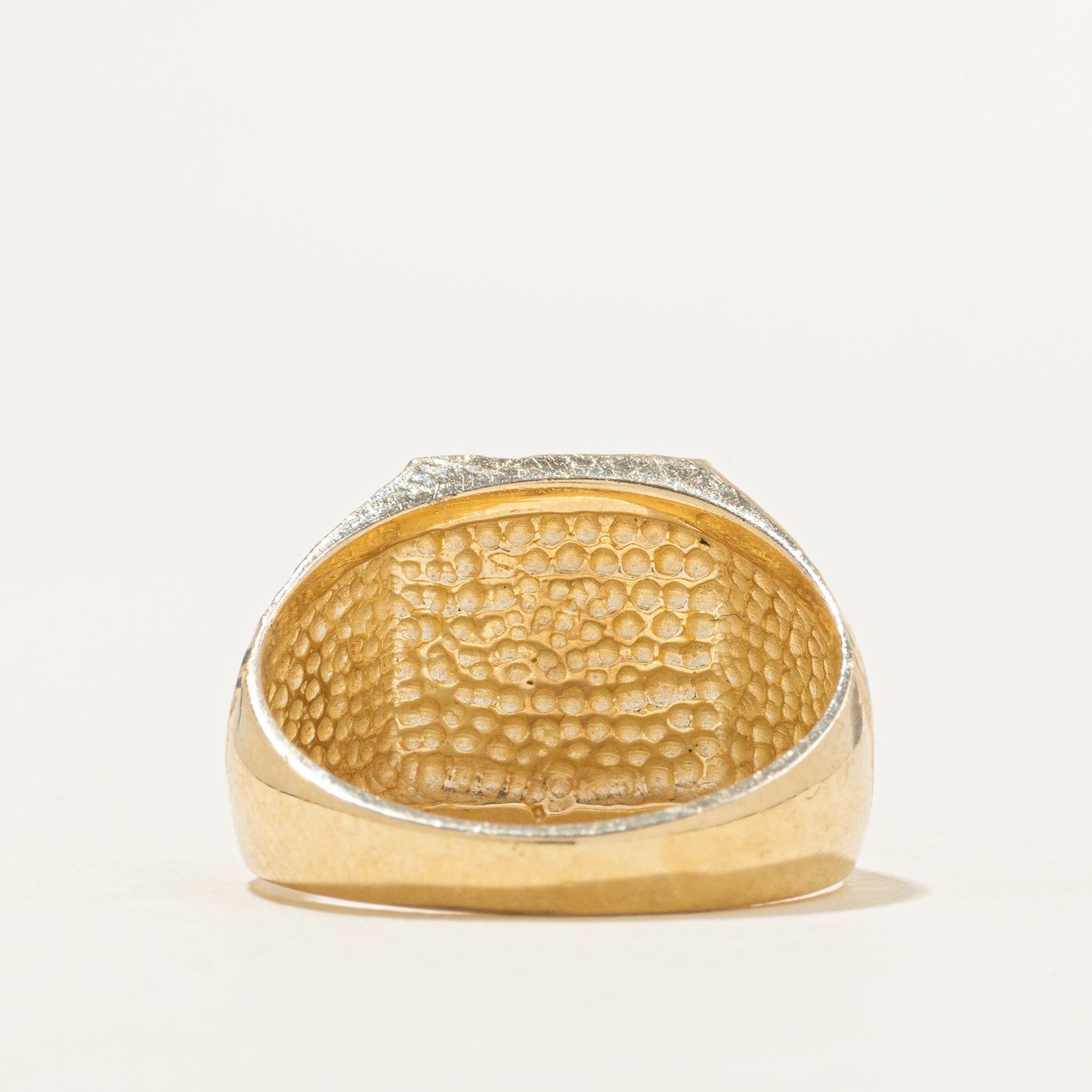10K Yellow Gold Textured Signet Ring | SZ 8