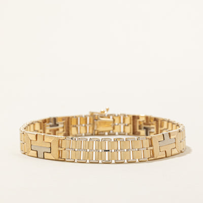 14k Yellow & White Gold Watch Strap Bracelet | 8.25