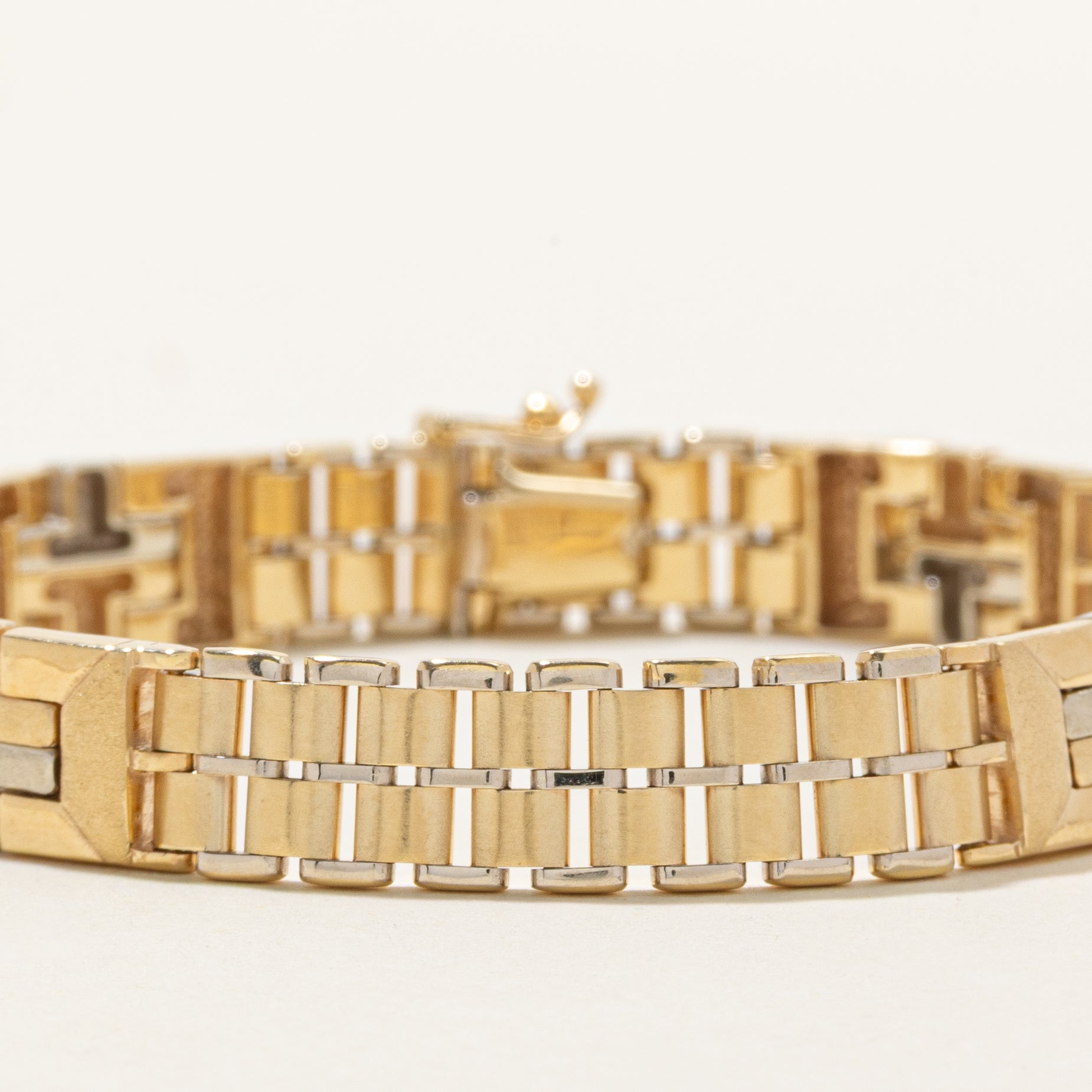 14k Yellow & White Gold Watch Strap Bracelet | 8.25"
