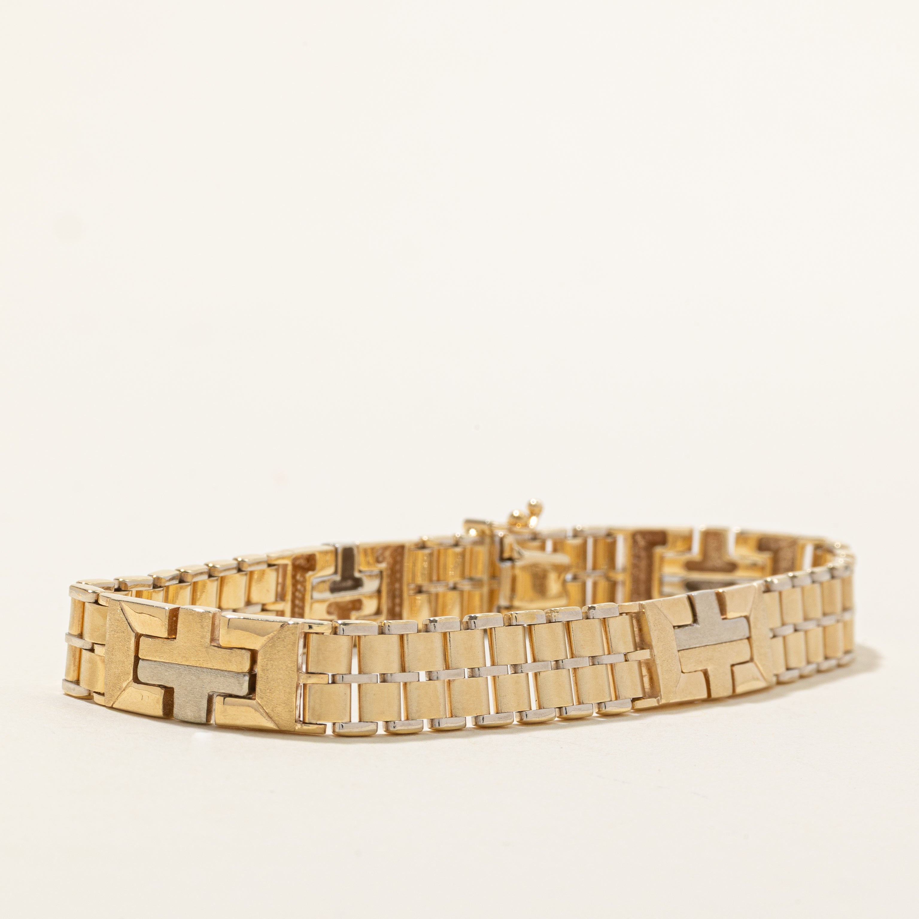 14k Yellow & White Gold Watch Strap Bracelet | 8.25"