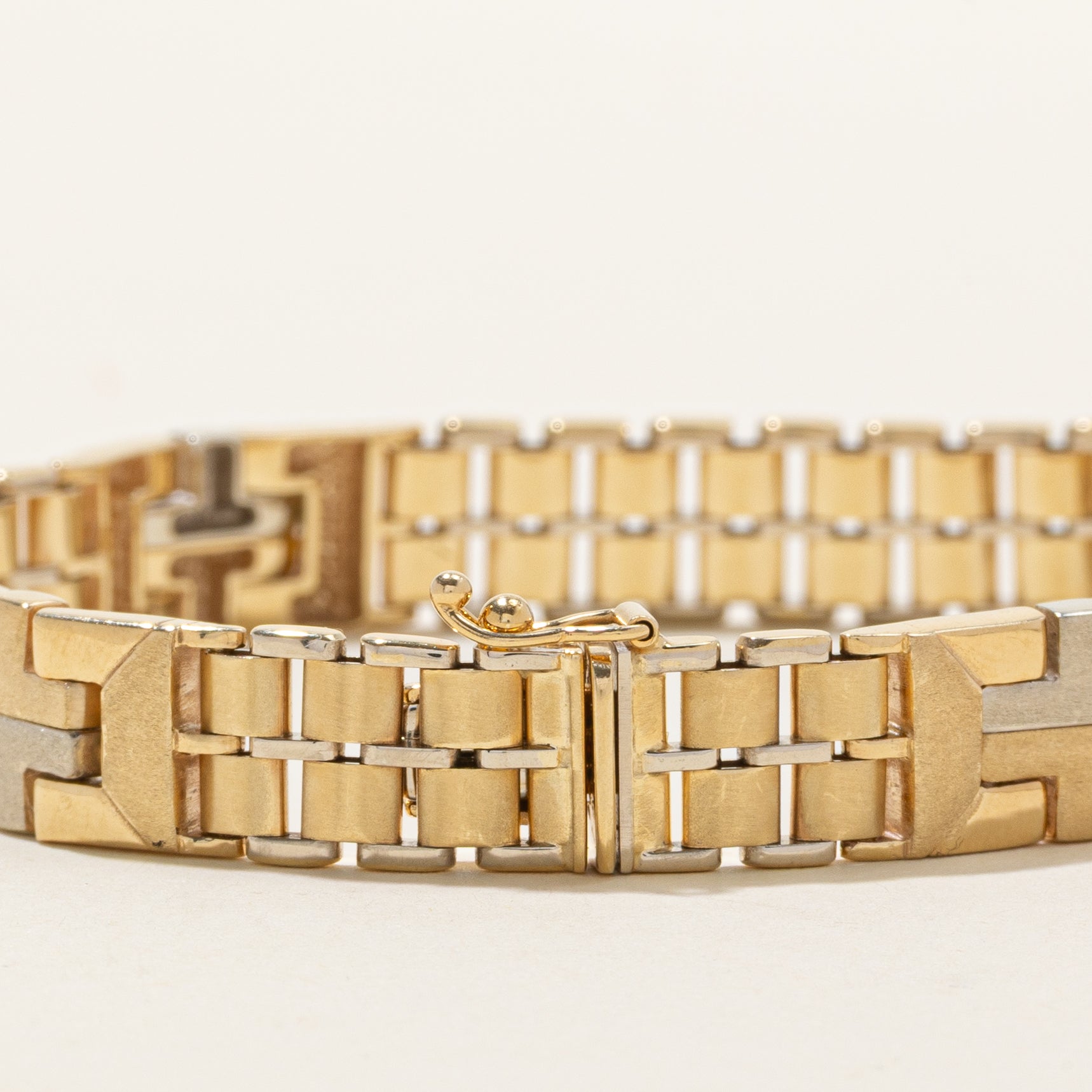 14k Yellow & White Gold Watch Strap Bracelet | 8.25"